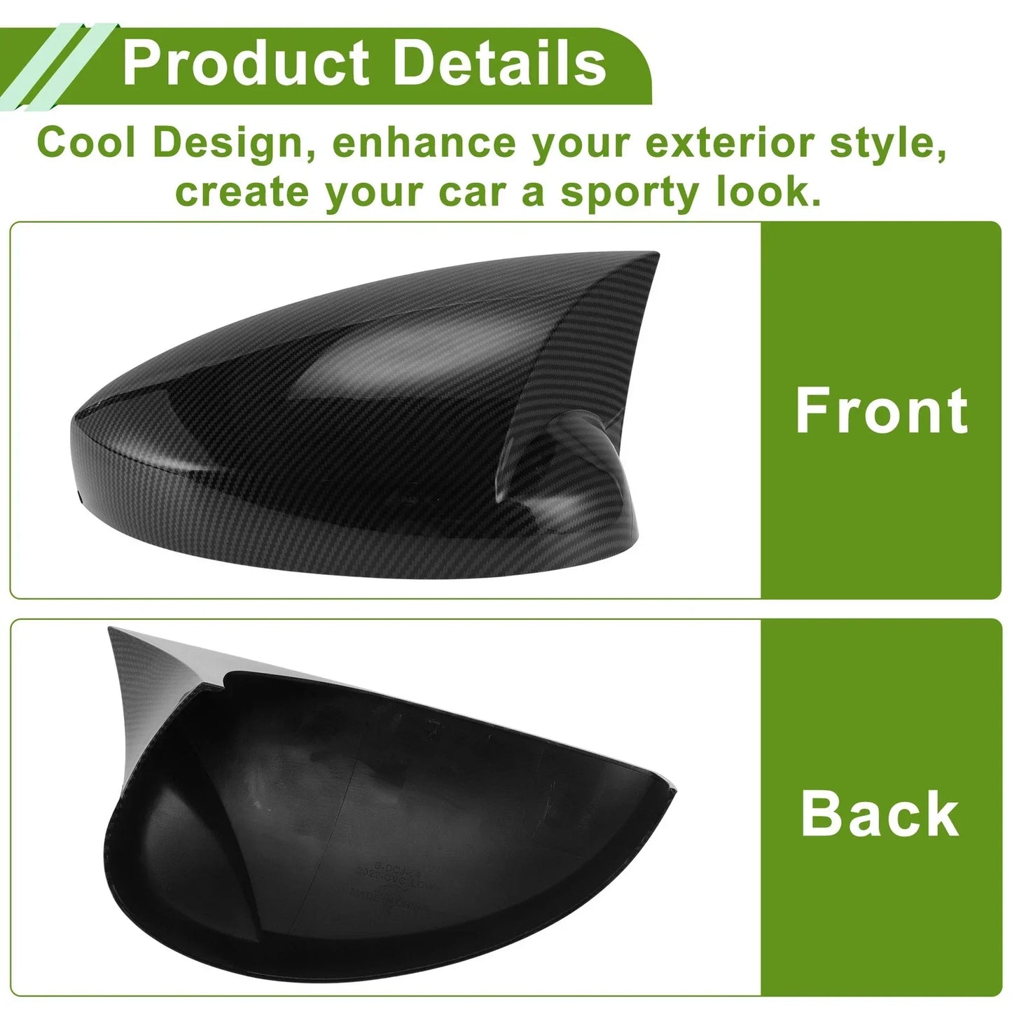 Mirror Cover Cap Replacement Black for Honda Civic LX EX Sport Si (2016-2021)