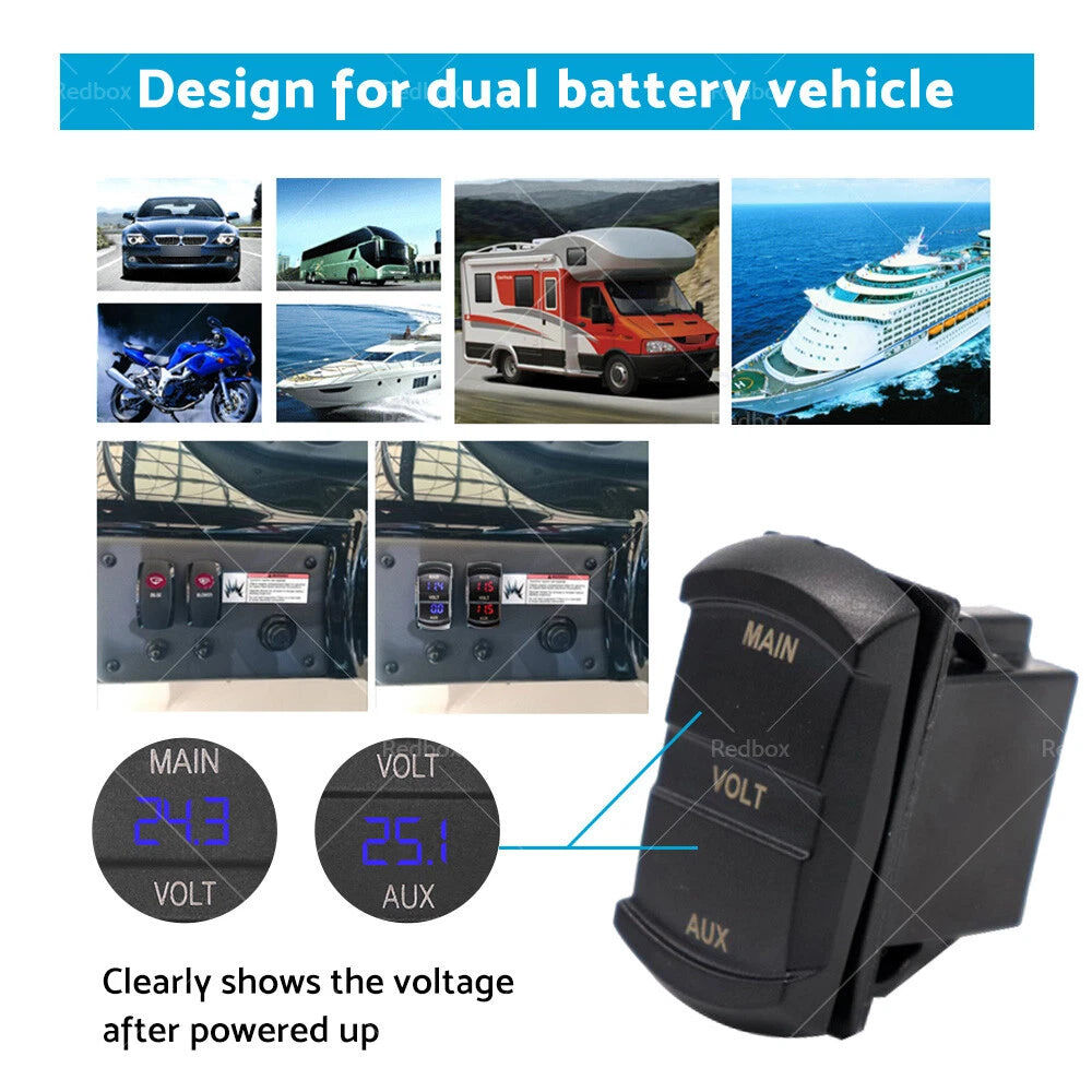 12V-24V Dual Voltmeter LED Digital Battery Monitor for Car Boat Marine Gauge