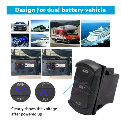 12V-24V Dual Voltmeter LED Digital Battery Monitor for Car Boat Marine Gauge