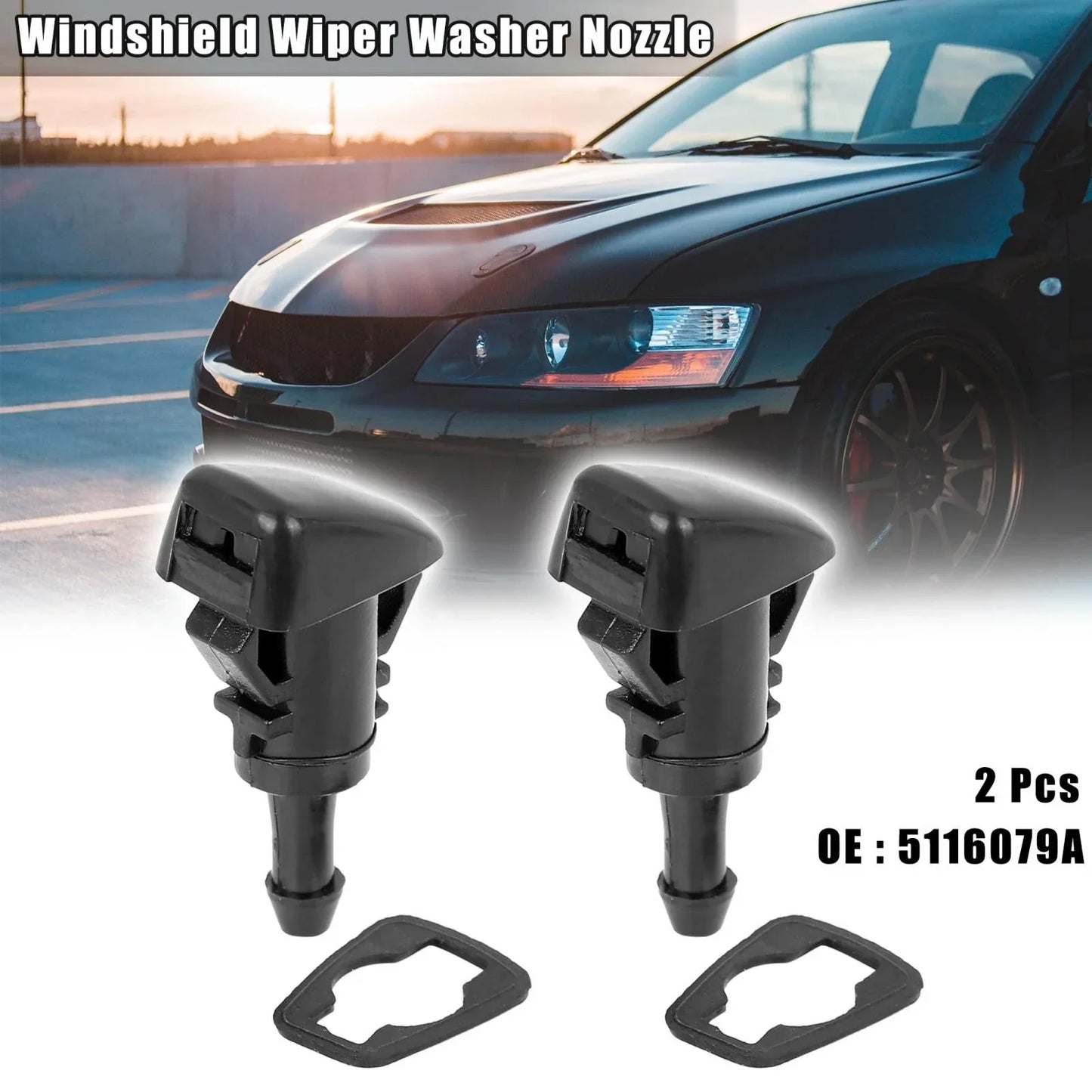 2 x Windshield Washer Nozzles for Chrysler PT Cruiser, Dodge Journey