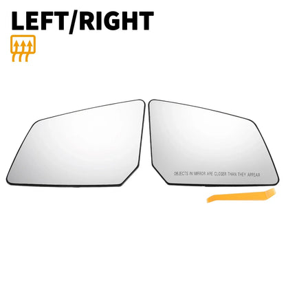 Left Right White Mirror Glass Pair w/ Back Heated for GMC Chevrolet