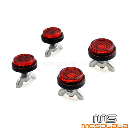 4 Pcs Red Reflectors for Universal Motorcycle License Plate (No Year Specified)