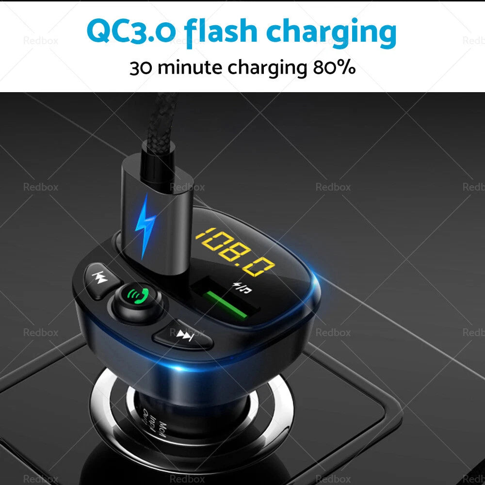 Wireless Adapter FM Radio Car Phone Charger for iPhone Android