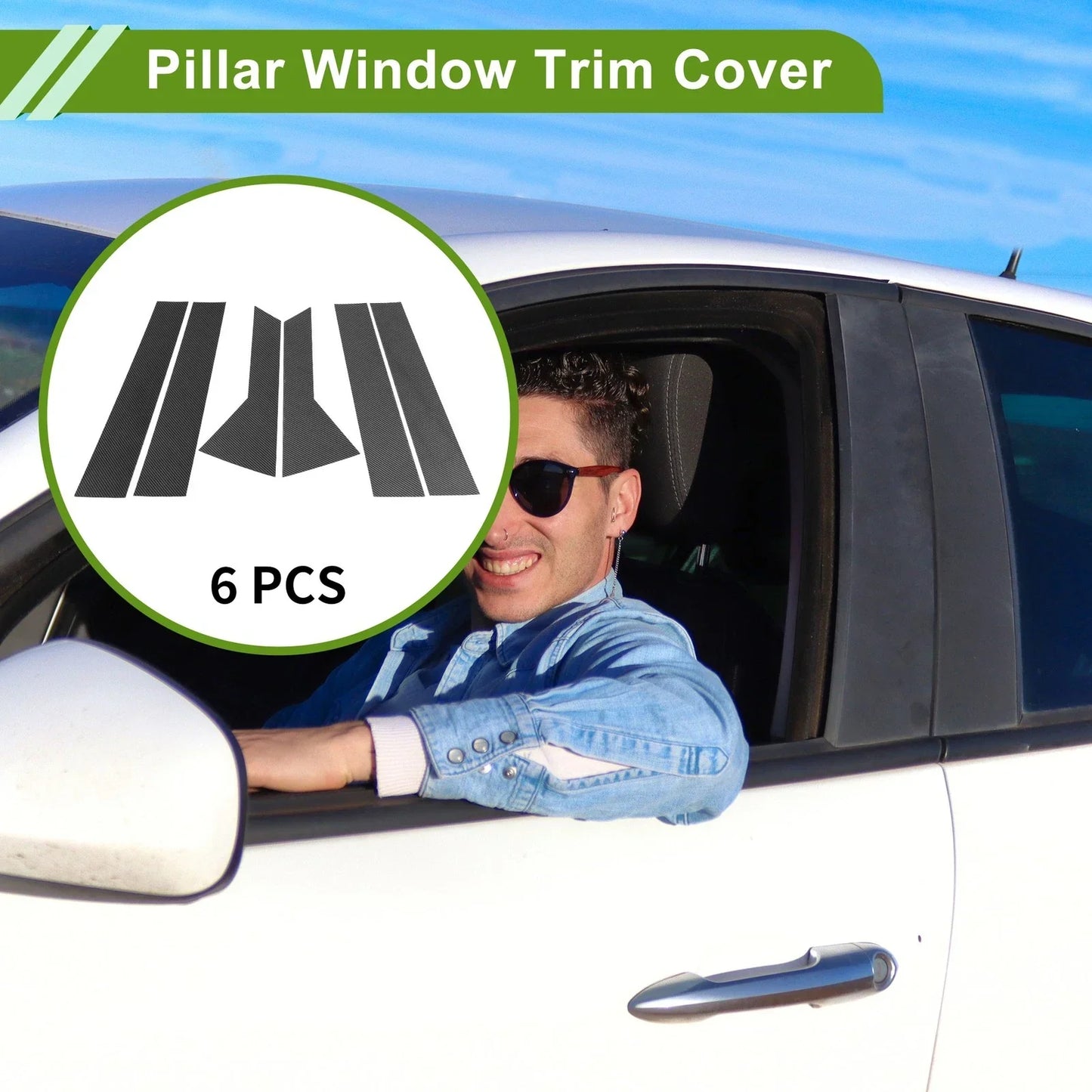 6 Pcs Carbon Fiber Pillar Window Trim for Chevy Trax (2024)