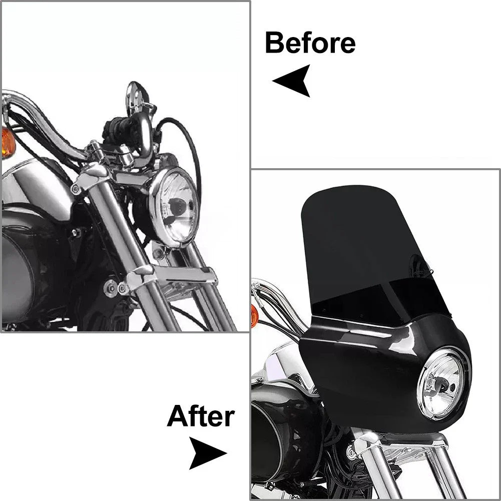 15" Black Headlight Fairing Windshield for Harley Softail Street Bob (18-24)