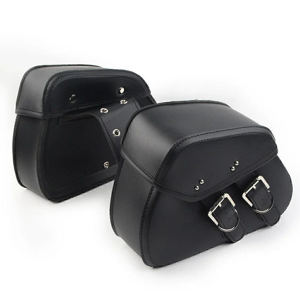 Black PU Leather Saddle Bags for Harley Sportster Dyna (2004-2023)