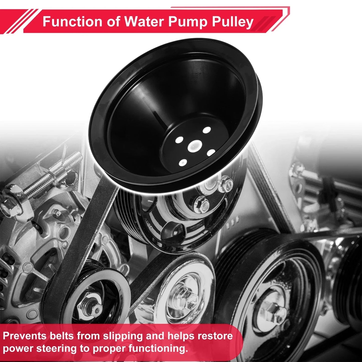 SWP Single-Groove Short Water Pump Pulley for Chevy SBC Small Block (1968-1986)