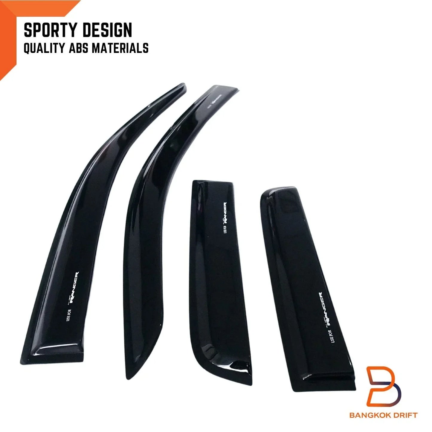 Black Weather Shield Visor Sun Rain Guard for Ford Ranger (2022-2024)