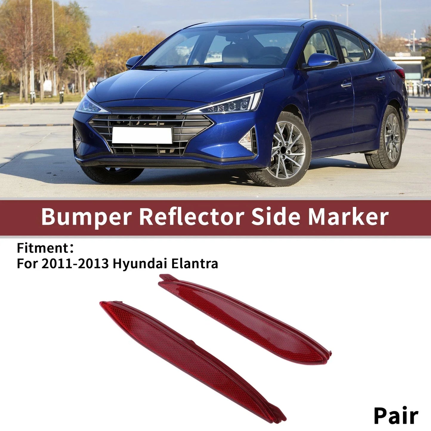 Rear Bumper Reflectors for Hyundai Elantra (2017-2020) - 2 x Reflectors