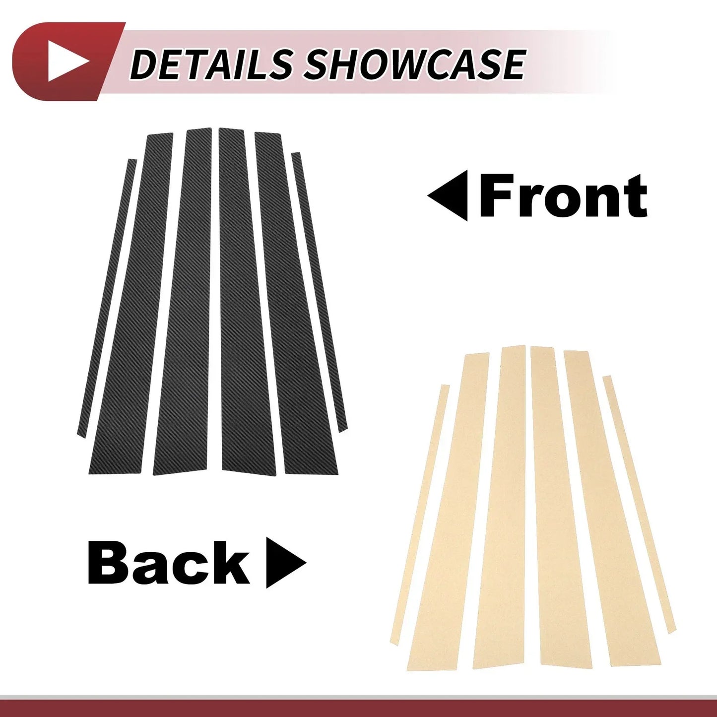 6 Pcs Door Pillar Window Trim for Lexus GS (1998-2005) Carbon Fiber Black