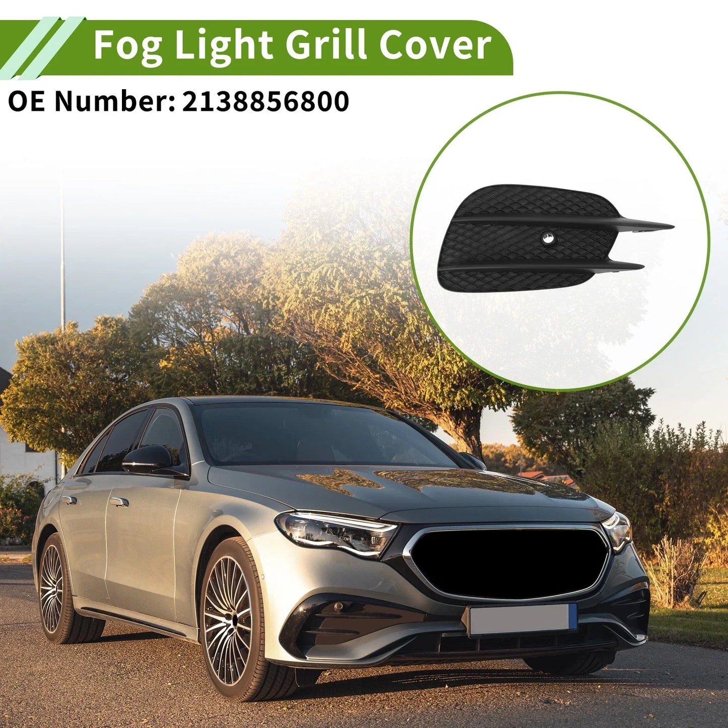 Front Right Fog Light Grill for Mercedes Benz E-Class (2017-2023) Black