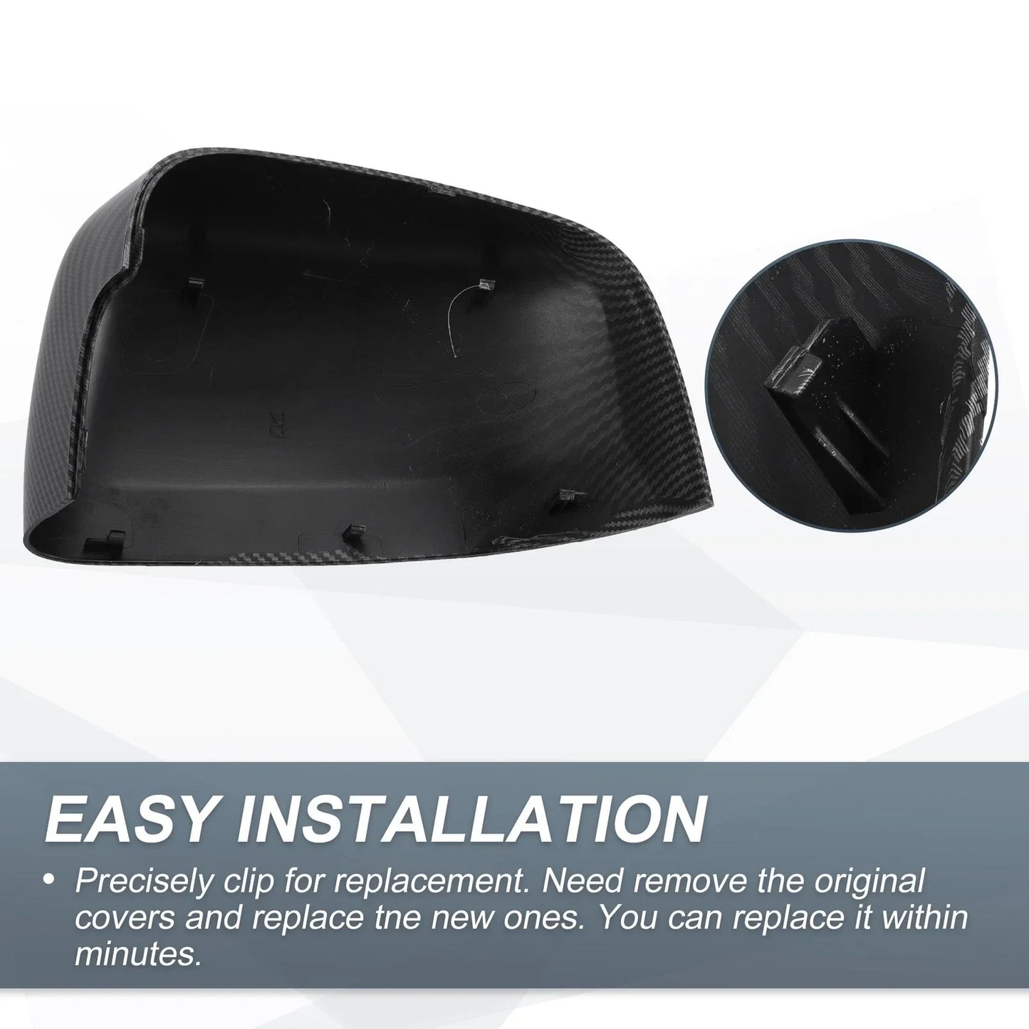 Rearview Mirror Cover Cap Set 2 x Black Carbon Fiber for Jeep Grand Cherokee
