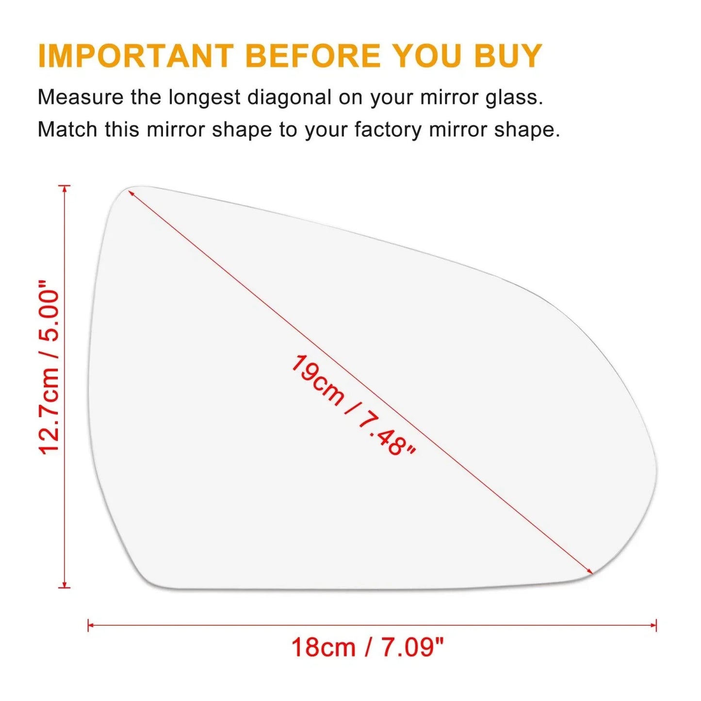 Heated Passenger Side RH Mirror Glass w/ Backing for Hyundai Elantra (2015-2018)