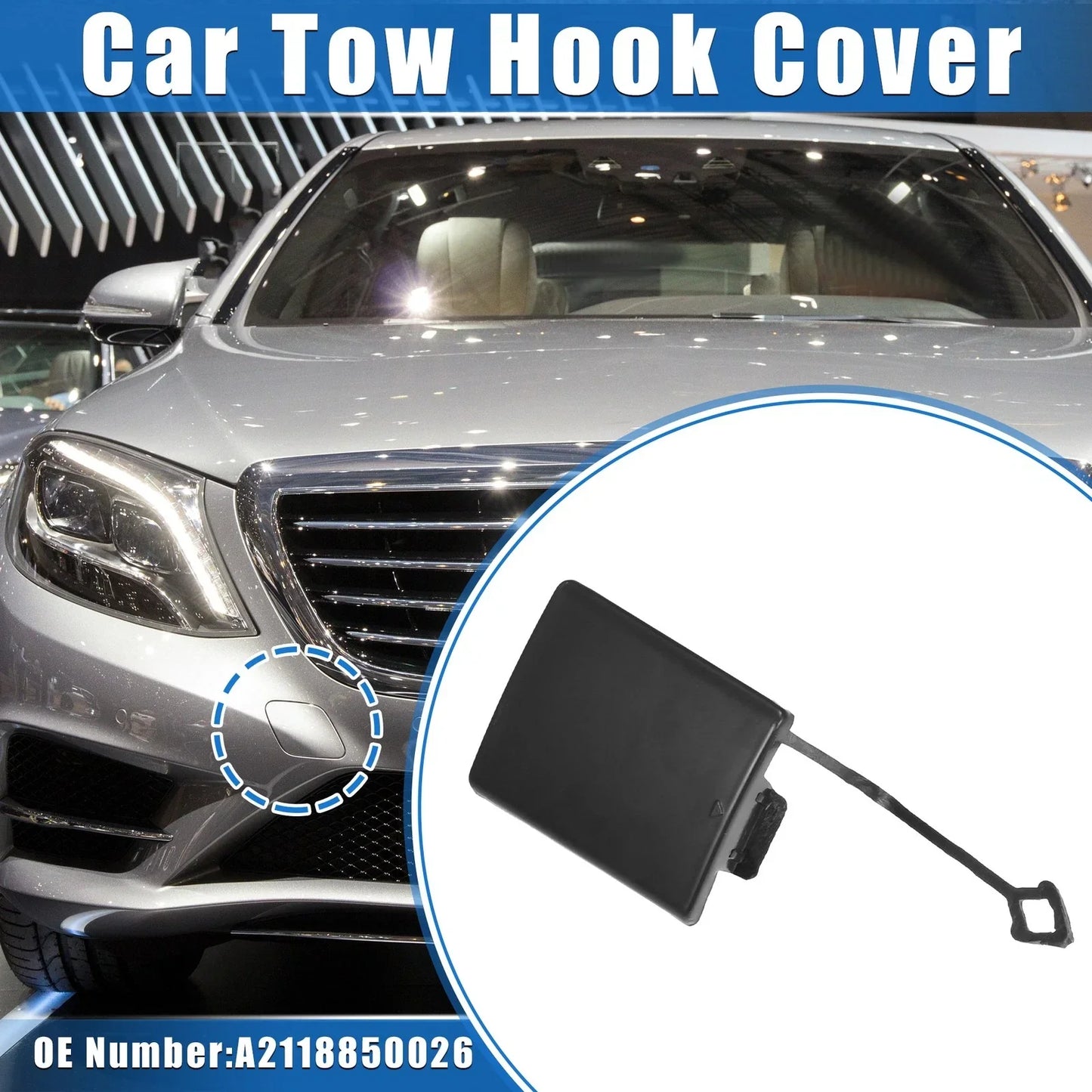 Front Bumper Tow Hook Eye Hole Cover for Mercedes-Benz E 500 (2003-2009)
