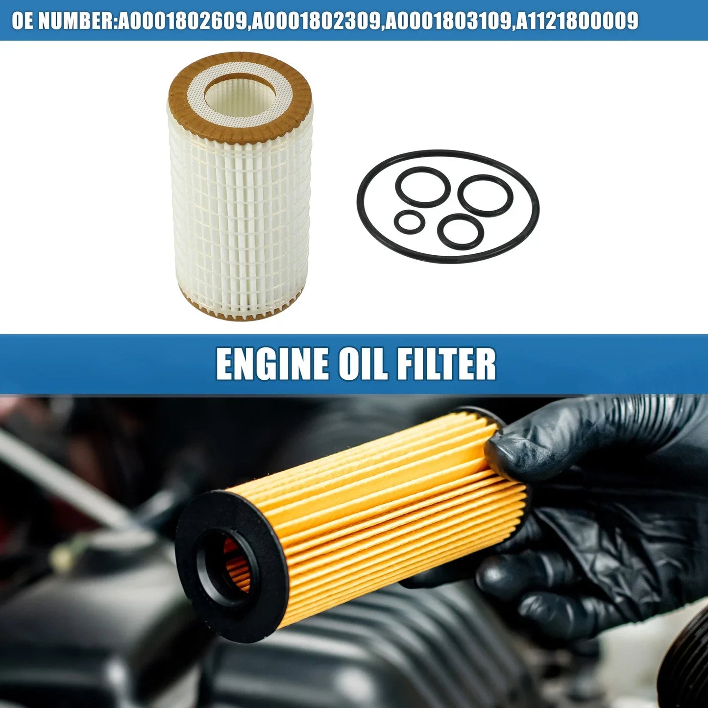 Engine Oil Filter Set for Mercedes (A0001802609, A0001802309)