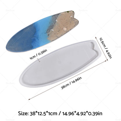 Silicone Epoxy Resin Tray Mold for Surfboard DIY Ocean Wave Serving Board