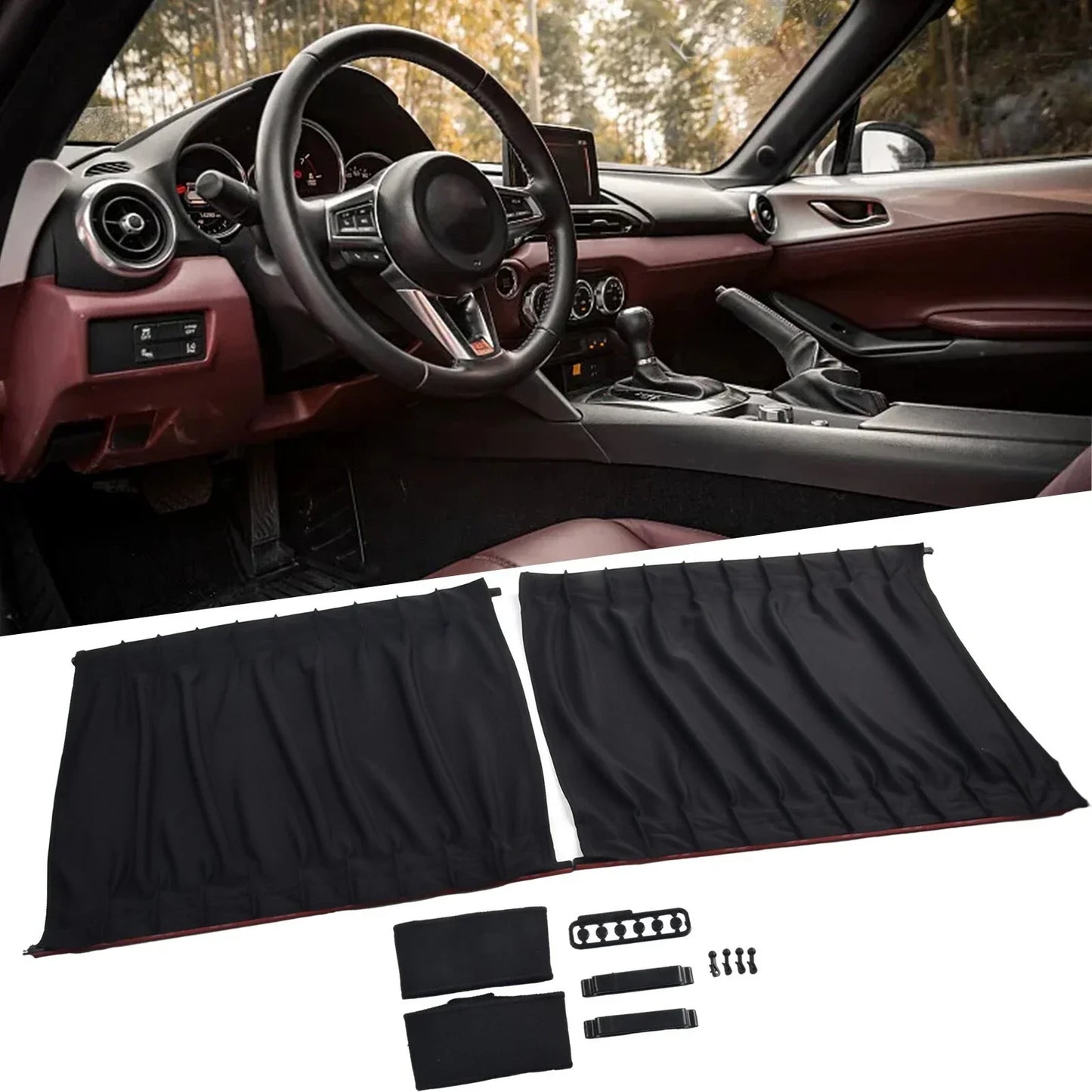 2pcs Set 50x39cm Vehicle Car Van SUV Window Curtain Anti-UV Sunshade Visor