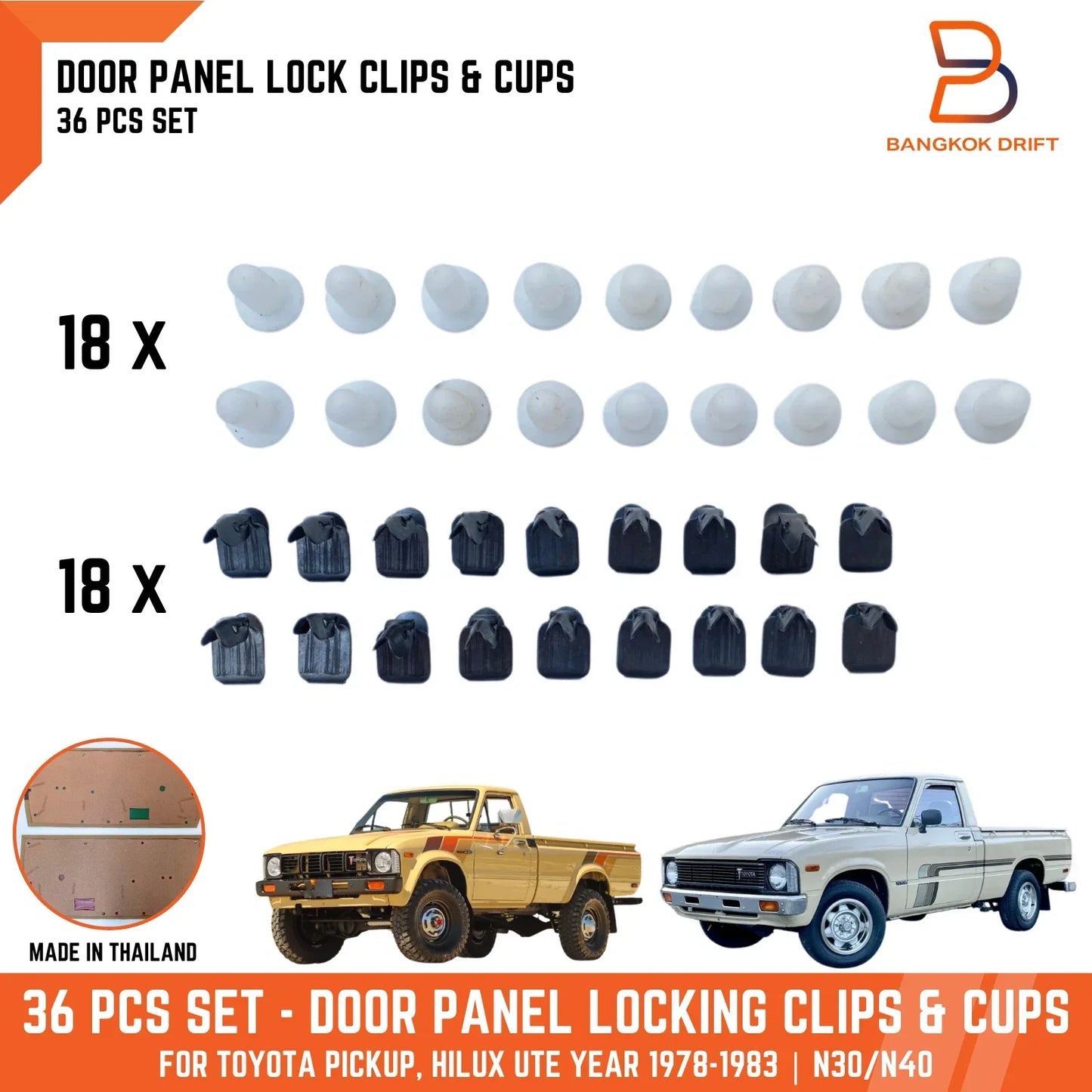 36 PCS Clips for Toyota Hilux Ute LN30 LN40 RN30 (1978-1983)
