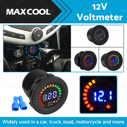 LED Battery Volt Meter Monitor 12V for Car Boat Marine Gauge