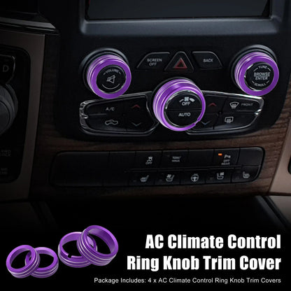 AC Switch Knob Cover Ring Trim for Dodge Ram 1500 (2019-2023) - 4 x Purple