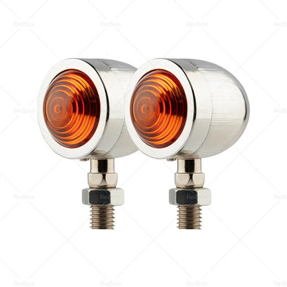 4 x Chrome Amber Bullet Turn Signal Indicators for Motorcycle Universal Lamp