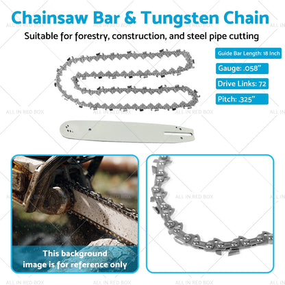 18" Chainsaw Bar & Tungsten Chain for McCulloch Makita