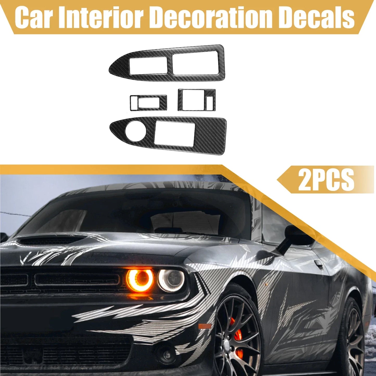 2 x Car Window Lift Trim Switch Panel Stickers for Dodge Challenger (2008-2014)