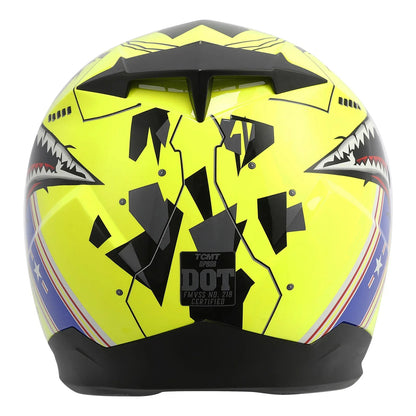 Youth Full Face Motorcycle Helmet for Kids - Shark Blue Yellow Gray (M-XXL)