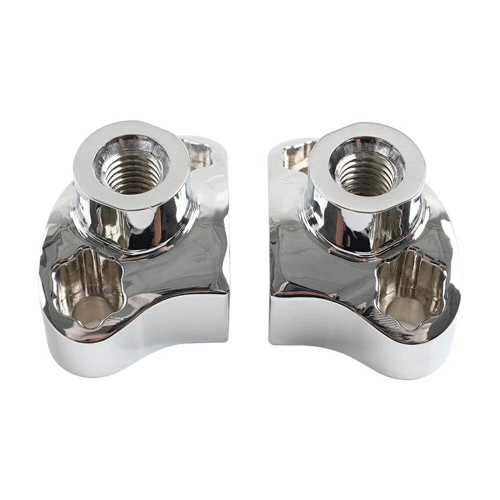 1" CNC Handlebar Risers w/Mount Screws Chrome for Harley Davidson