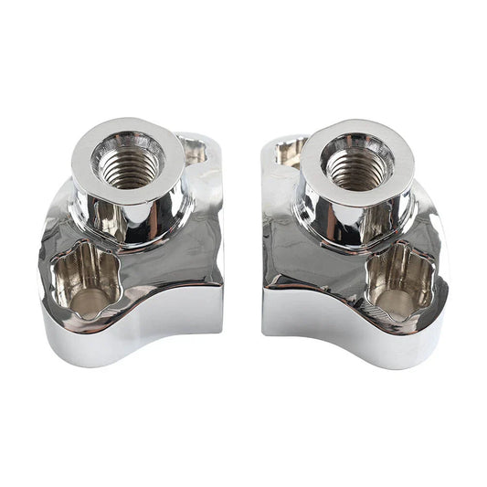 1" CNC Handlebar Risers w/Mount Screws Chrome for Harley Davidson