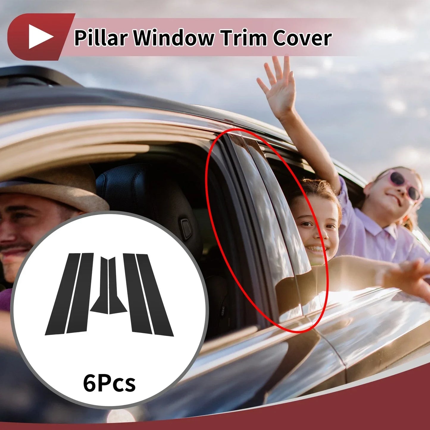 Door Pillar Window Trim for Hyundai Accent Hatchback (2011-2017) Black
