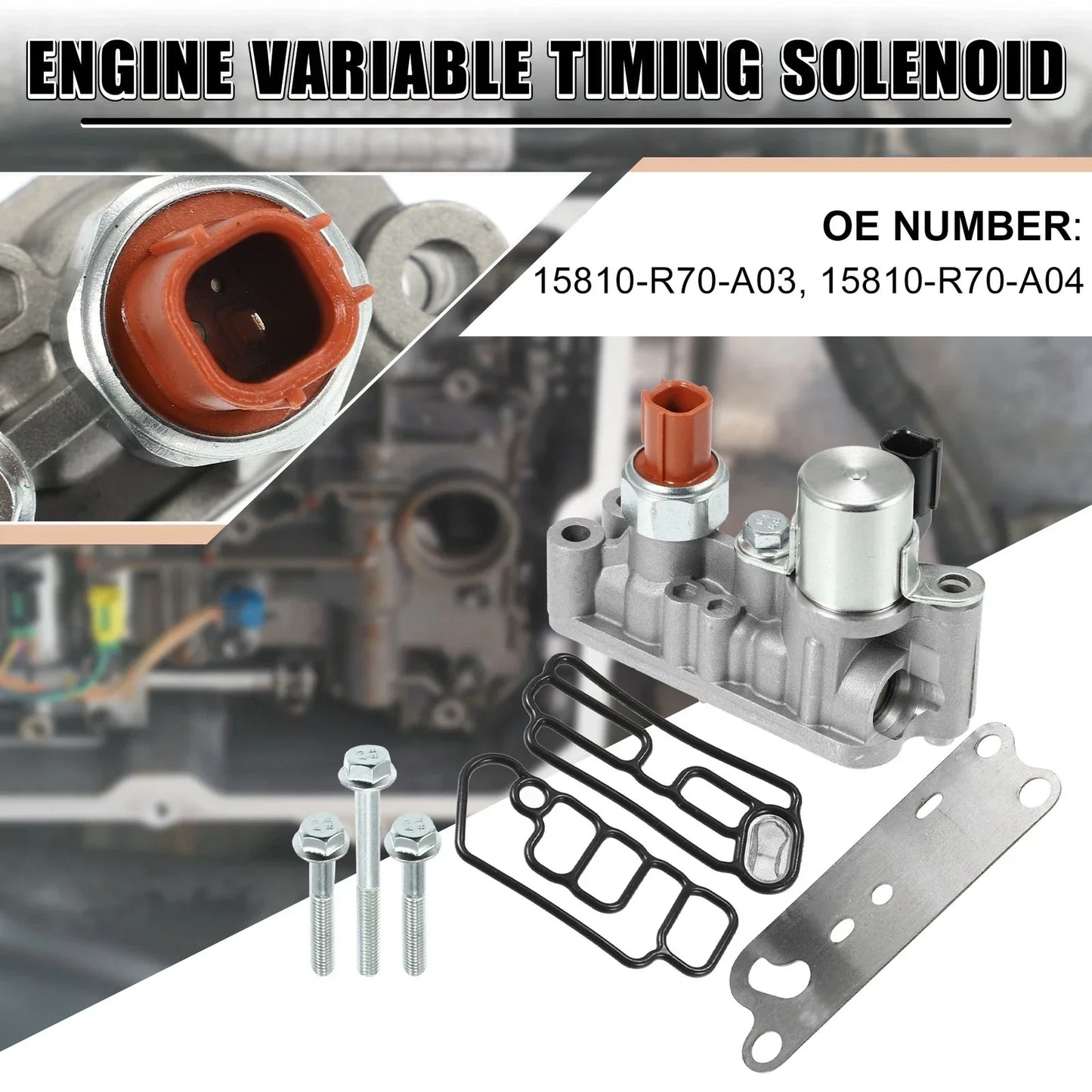 Engine Variable Timing Solenoid Assembly Set with Gasket for Honda (2016-2021)