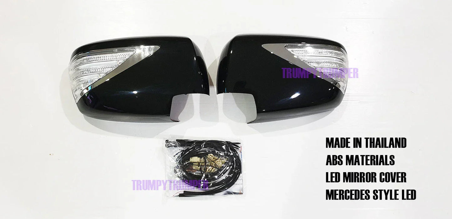 Black LED Mirror Covers for Mitsubishi L200 Triton Pajero Sport (2008-2023)