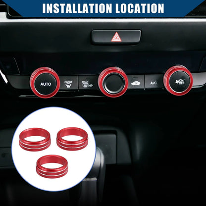 AC Control Switch Knob Cover for Honda Fit 2020-2023 Red 3 x Pieces