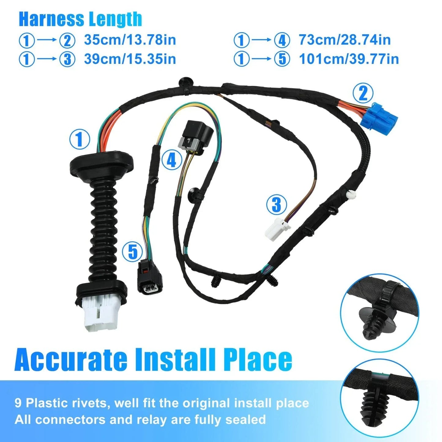 Rear Door Harness with Connector for Dodge RAM 1500 2500 3500 4500 (2010-2023)