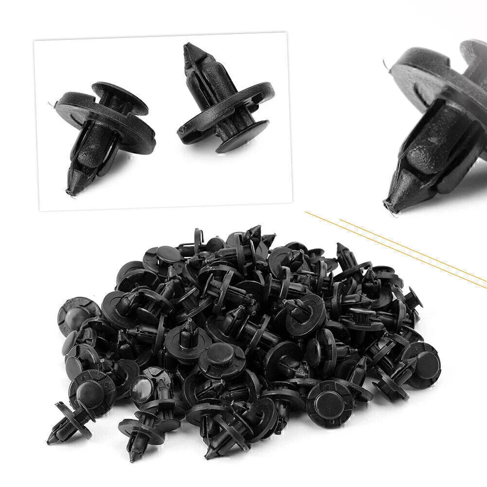 100 x 8mm Black Hole Plastic Rivets for Nissan Fender