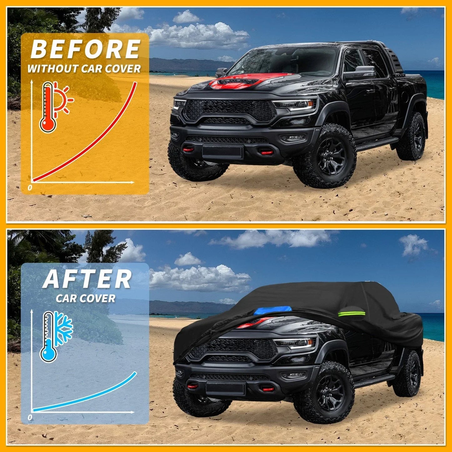 Waterproof Car Cover with Door Zipper for Dodge Ram