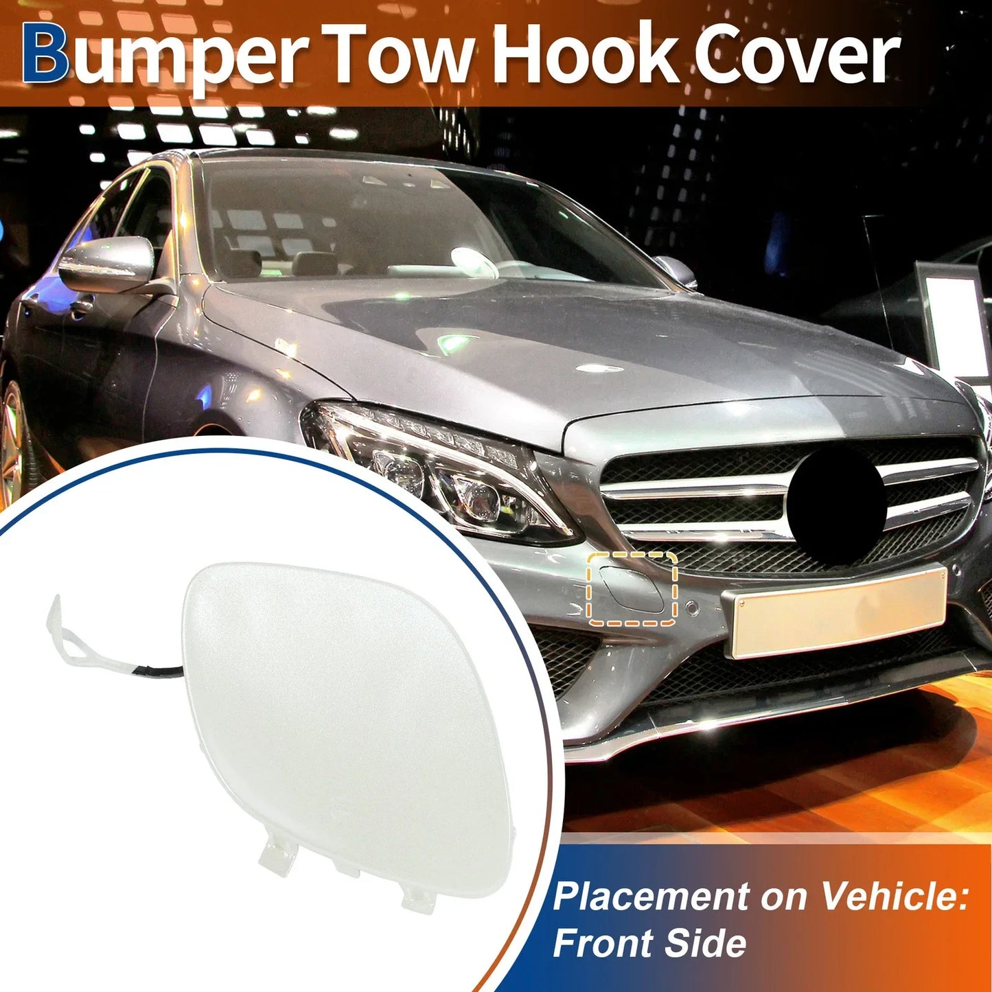 Front Car Bumper Tow Hook Cover for Mercedes-Benz (2019-2023) Diamond White
