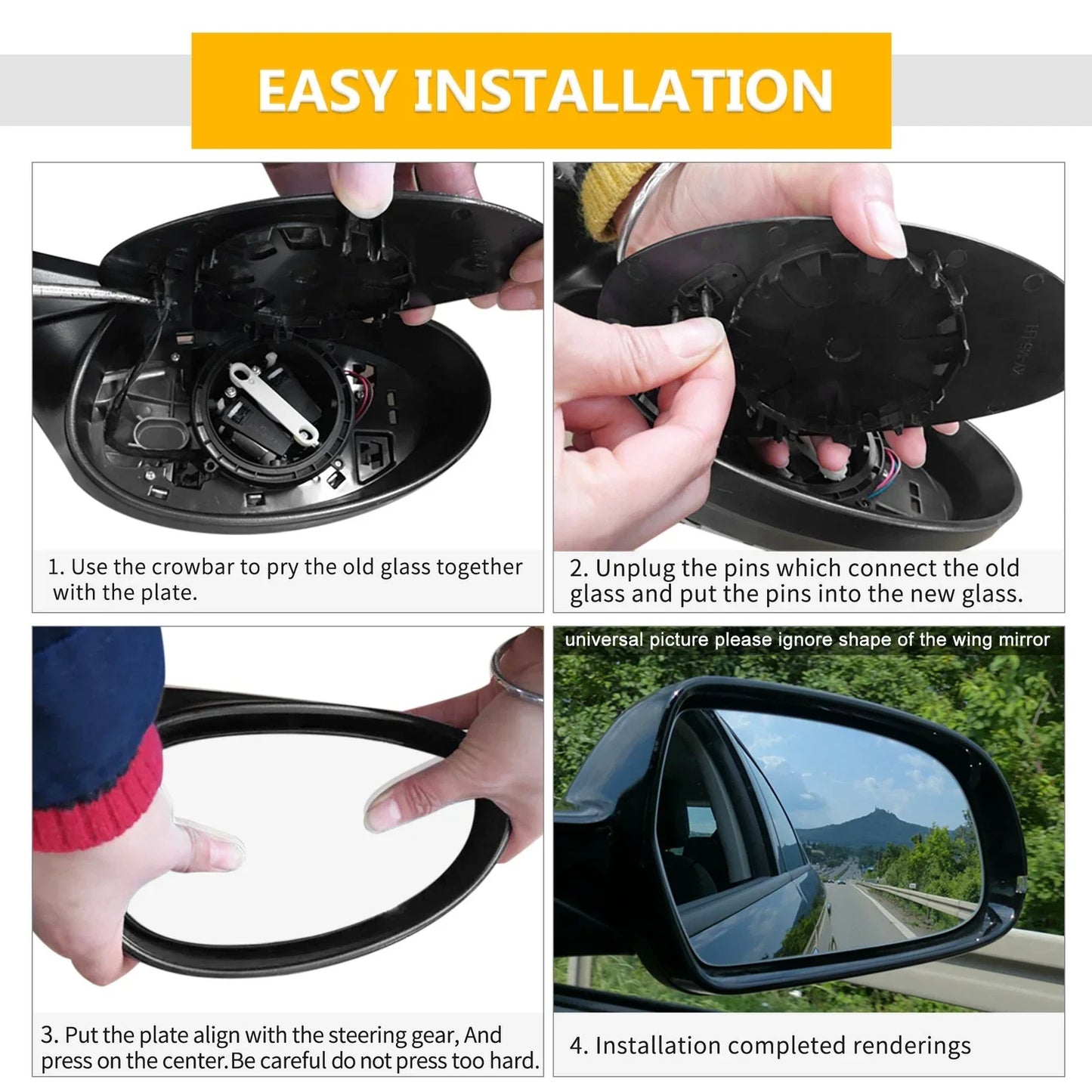 Right Side Heated White Mirror Glass for Honda CR-V 2002-2006
