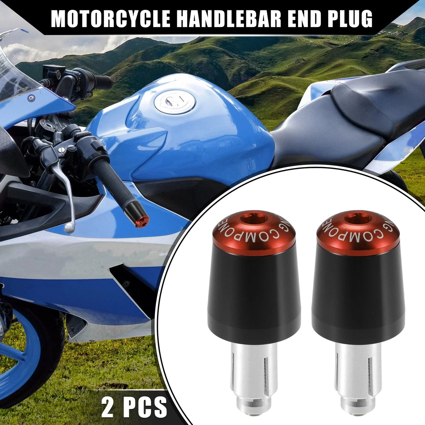 2 x Motorcycle Handlebar End Plug Grip Caps 7/8" for Honda