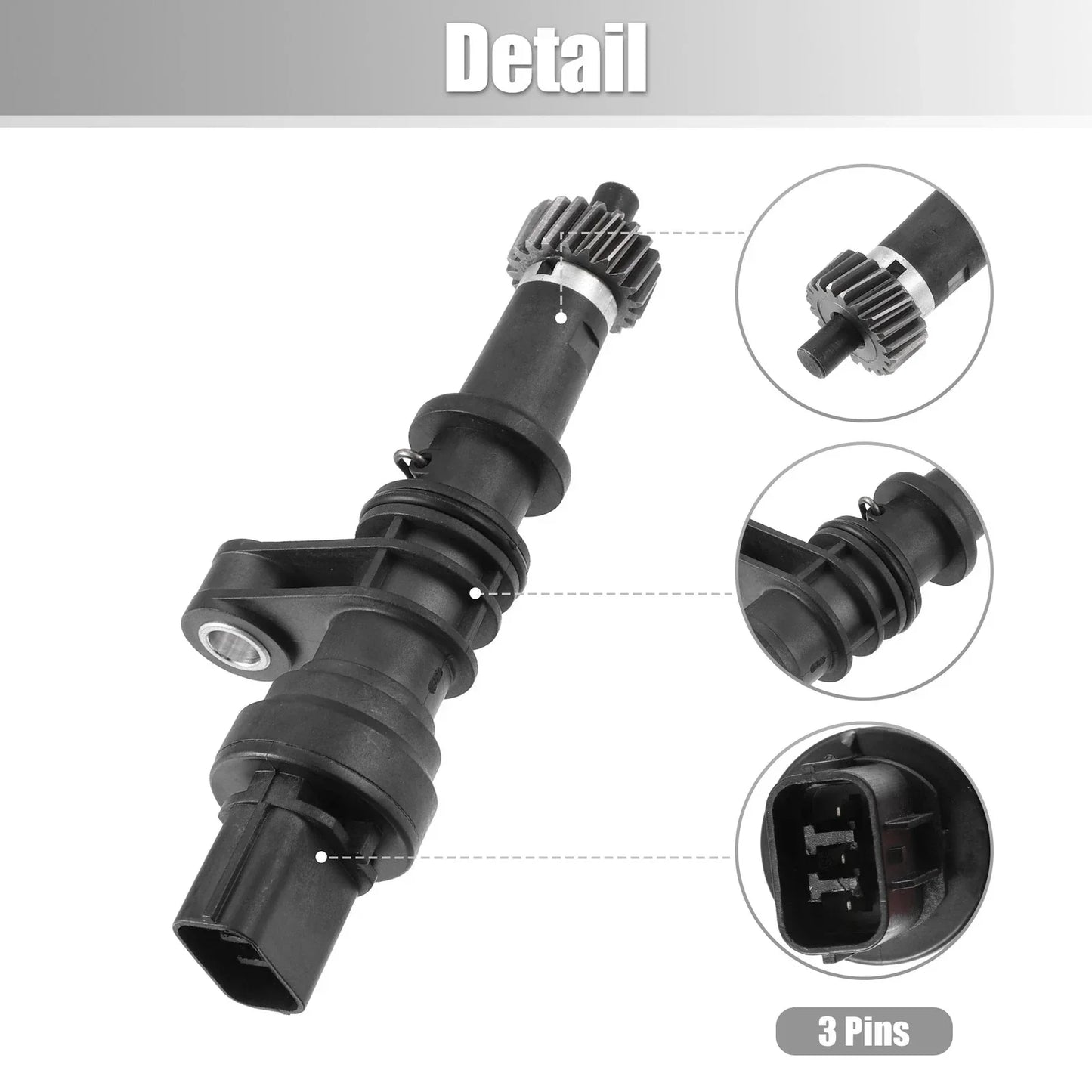 Transmission Speed Sensor for Honda (78410-S10-003) 3 Pins Plastic Metal Black