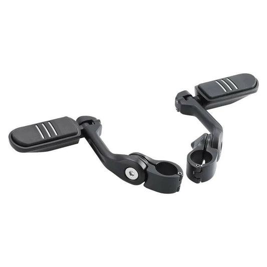 1 1/4" Long Angled Matte Black Highway Engine Guard Footpegs for Motorcycle