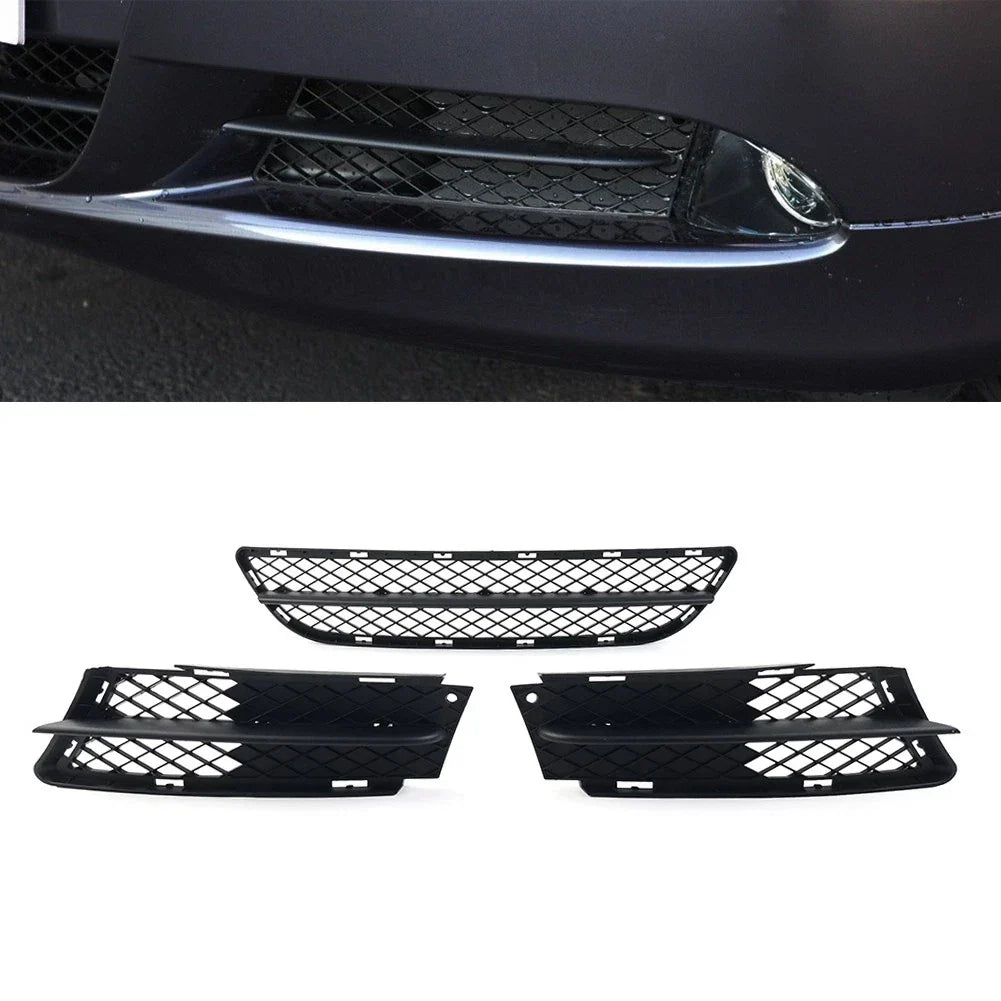 Black Front Lower Bumper Grilles Cover Set for BMW 3 Series E90 E91 (2006-2008)