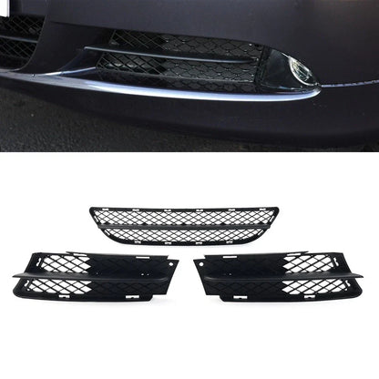 Black Front Lower Bumper Grilles Cover Set for BMW 3 Series E90 E91 (2006-2008)
