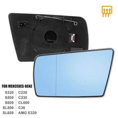 Heated Driver Left Side Mirror Glass for Mercedes-Benz C220 C280 E420 (1994-2002)