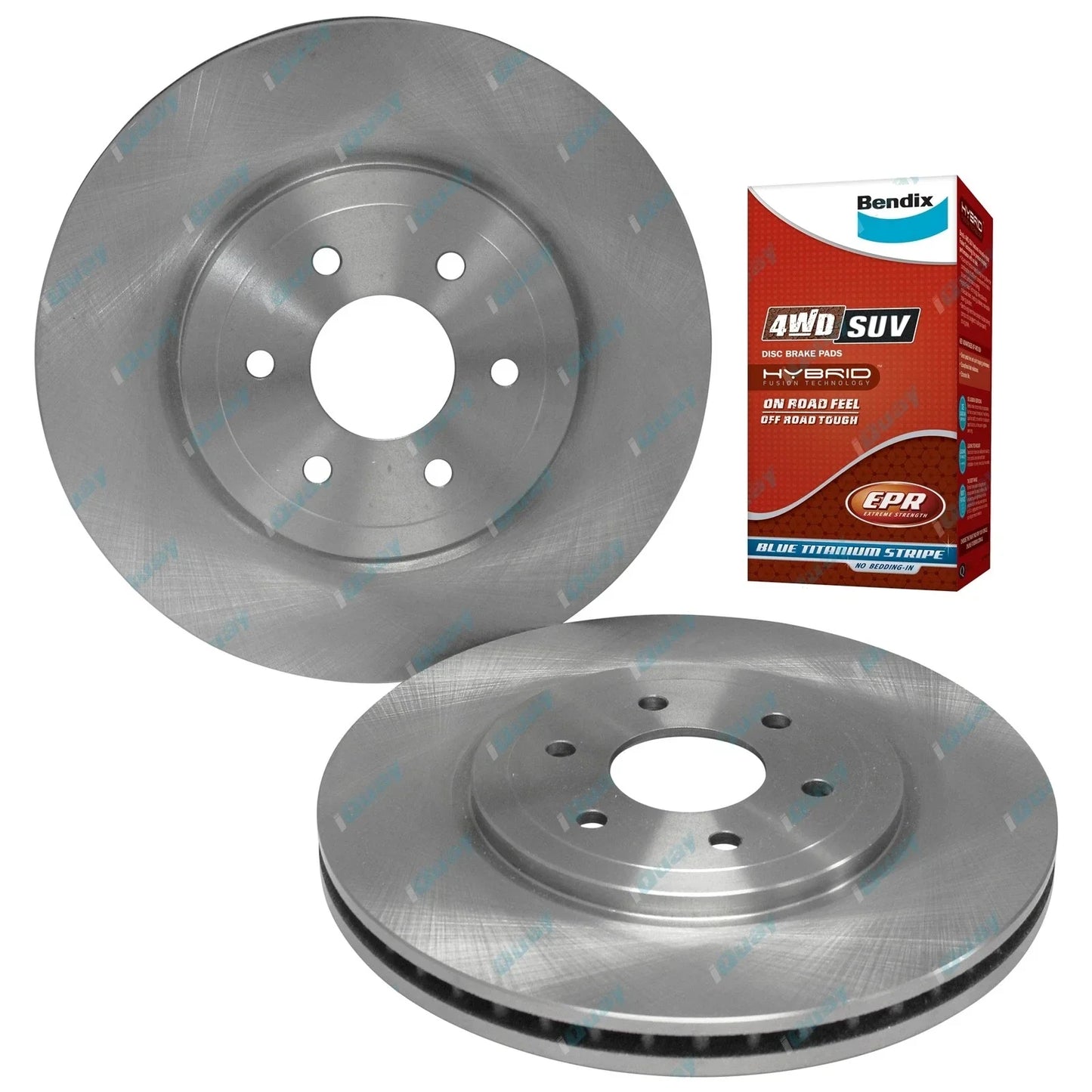2 Front Disc Brake Rotors + 4WD Pads Pack for Nissan Navara D40 2005~2015