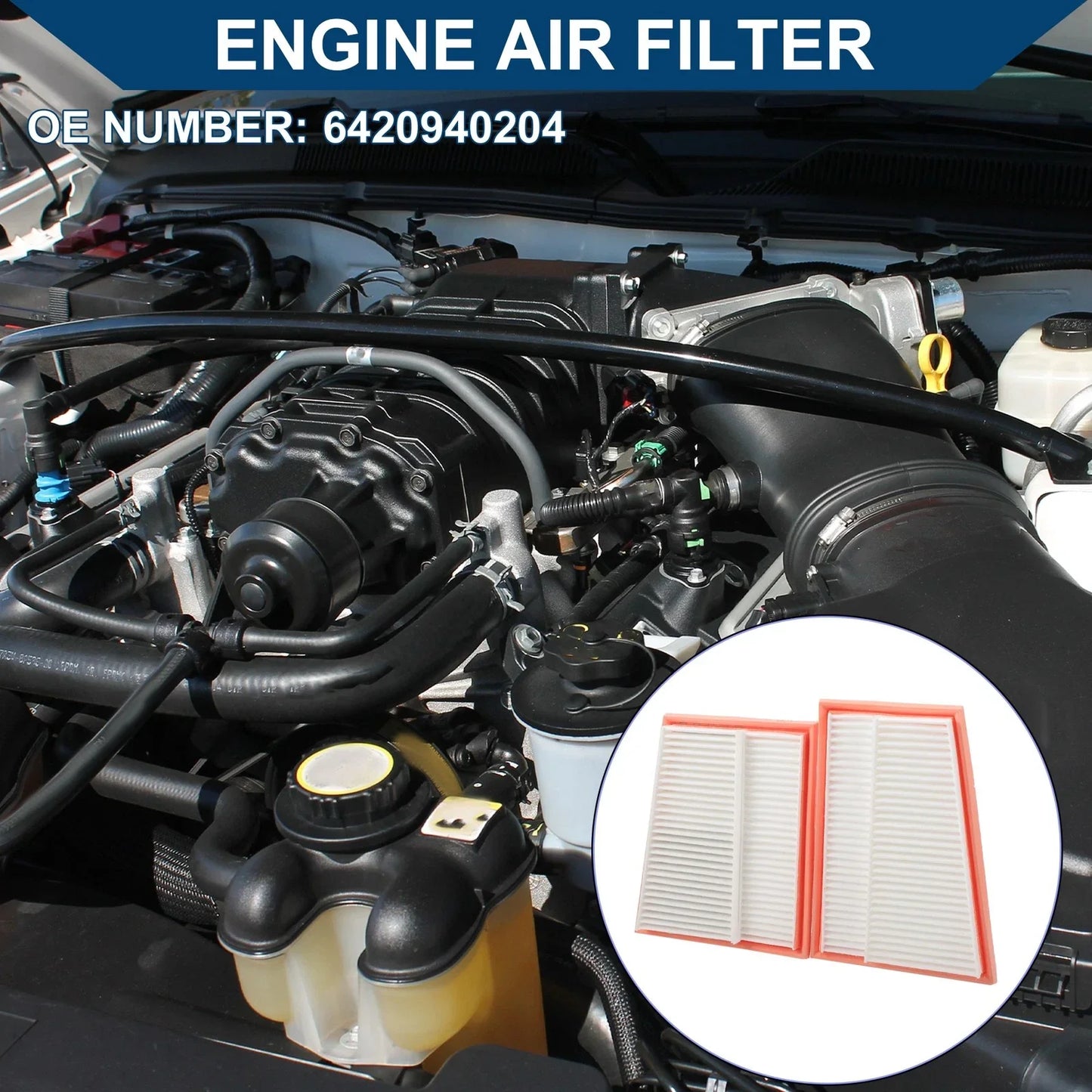 Car Engine Air Filter for MERCEDES-BENZ C320 3.0L (2000-2015) - 2 Pcs