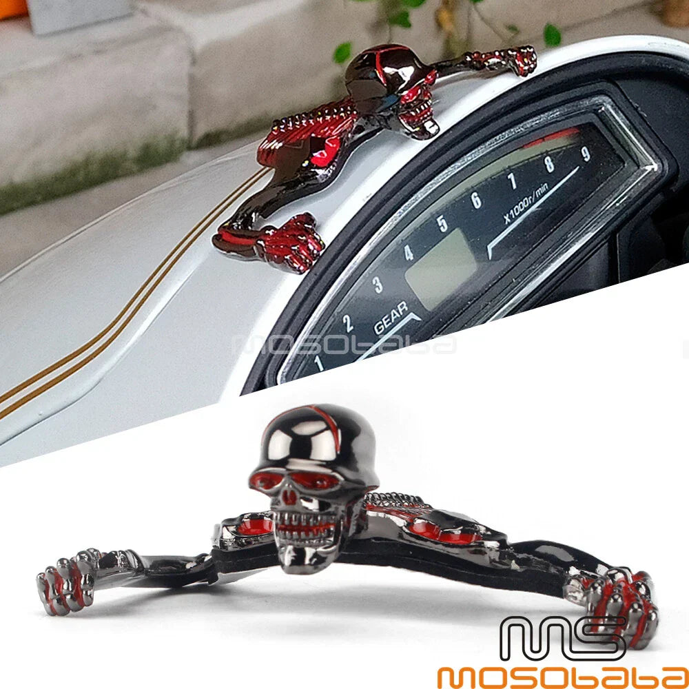 4" Headlight Visor Skull Skeleton Decorative Figure for Harley