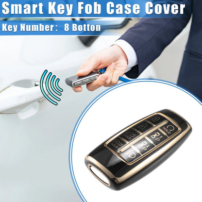 Keyless Smart Key Fob Case for Hyundai G80 GV80 8 Button TPU Black (2021-2023)