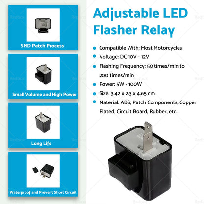 12V 2 Pin LED Flasher Relay for Motorcycle Turn Signal Indicator